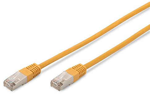 DIGITUS Patch-Kabel Cat-5e - 5m - SF-UTP Schirmung - Kupfer-Adern - PVC Mantel - Netzwerk-Kabel - Gelb, Cat-5e - 5 m