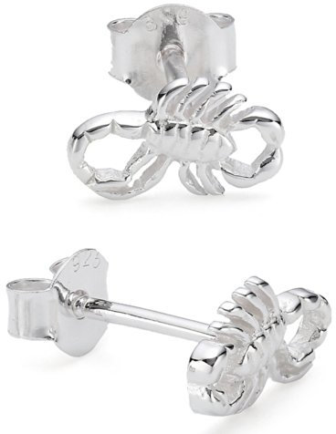 Vinani Ohrstecker Skorpion klein glänzend Sterling Silber 925 Ohrringe OSKK
