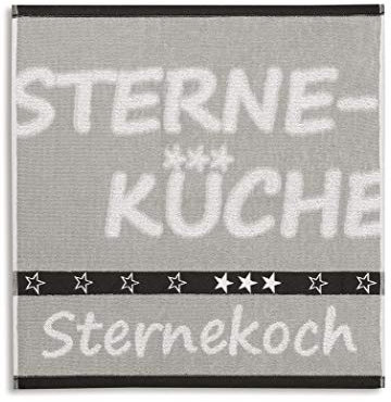 KRACHT, Geschirrtuch Frottier, Sternekoch, grau, Format 50/50, 100% Baumwolle