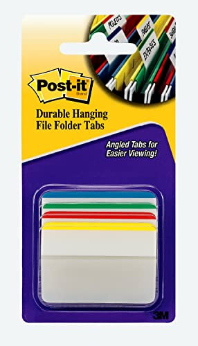 Post-it Angled Index Filing Tabs - Assorted Colours (4 Colours Each with 6 Tabs)