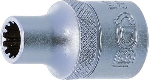 BGS 10208 | Steckschlüssel-Einsatz Gear Lock | 12,5 mm (1/2) | SW 8 mm | Antrieb Innenvierkant 12,5 mm (1/2) | Chrom-Vanadium-Stahl | verchromt, matt | mit Rändelung