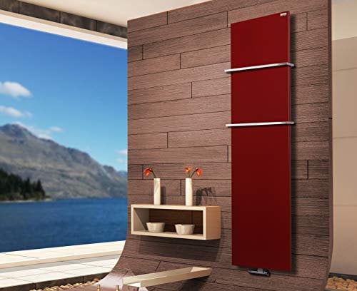 BADHEIZKÖRPER Design Mirror Steel 3 180x47cm 1118 W rot RAL 3004 +2 Halter 15mm SZAGATO Handtuchwärmer Handtuchtrockner Handtuchhalter Paneelheizkörper vertikal Mittelanschluß Flachheizkörper