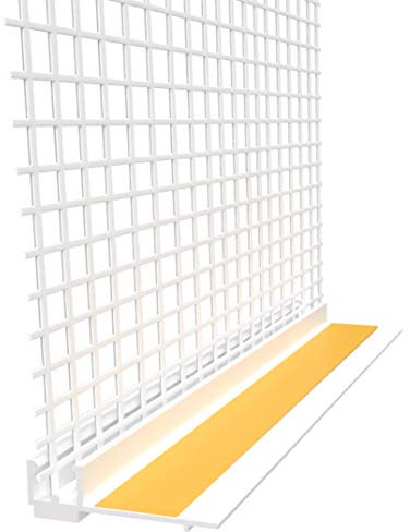 bauFIT 30m PVC Anputzleiste 9mm mit Armierungsgewebe, 15 Stäbe je 2m, Weiß, für Fenster und Türen