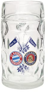 FC Bayern München Glas/Bierglas/Bierhumpen/Bierseidel/Bierkrug/Halbe-Maßkrug FCB Plus gratis Aufkleber Forever München