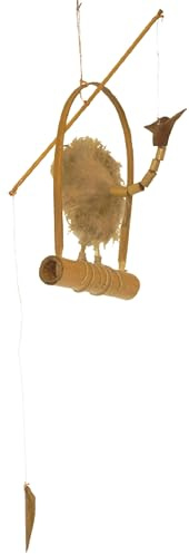 Kunsthandwerk Asien Windspiel Vogel Natur klein aus Holz | Liebevoll gestaltetes Vogel-Windspiel aus Holz mit natürlichem Charme für Garten, Balkon und Terrasse