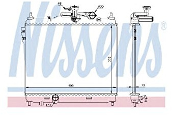 NISSENS Kühler Motorkühlung Kühler Wasserkühler Motorkühler Netzbreite 488mm Netzlänge 372mm Netztiefe 16mm 67048