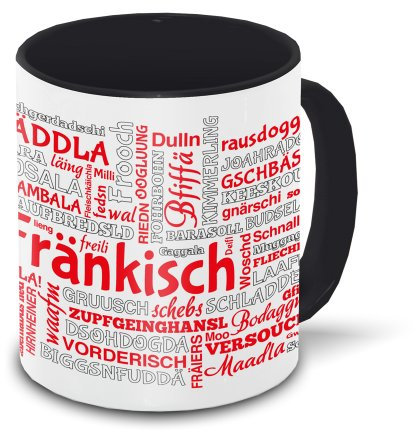 Eurofoto Franken-Tasse Tagcloud - weiß/schwarz - Keramik-Tasse mit 330 ml Inhalt