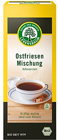 Lebensbaum Ostfriesen Mischung, 20 Beutel x 1,75g Schwarztee mit kräftig-würzigem Geschmack, malzig, Ideal zum Klönen, 100% Bio