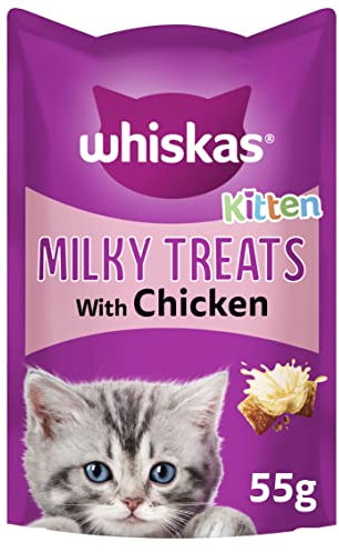 Whiskas Kitten Milky Treats - Tasty, milky treats for kittens from 2 - 12 months, small bite size snacks with a delicious milky filling, Pack of 8 (8 x 55 g)