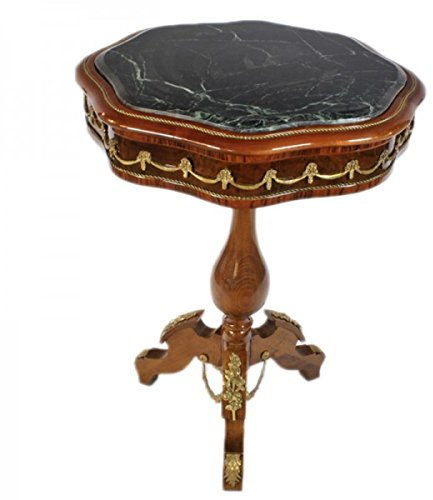 Casa Padrino Barock Beistelltisch mit Marmorplatte Mahagoni/Gold H80 x 60cm - Ludwig XVI Antik Stil Tisch - Möbel