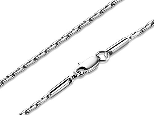 FOSIR 2MM Titanium Stainless Steel Silver Mens Womens Italy Link Chain Necklace 18-30 Inch