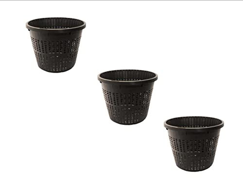 Pondh2o 13cm (5 Inch) Round Water Garden Pond Aquatic Plastic Mesh Slotted Plant Basket Value 3 Pack, Pond H2o Plastic Water Garden Planting Basket Aquaponics, Hydroponics Slotted Mesh Planter Pots