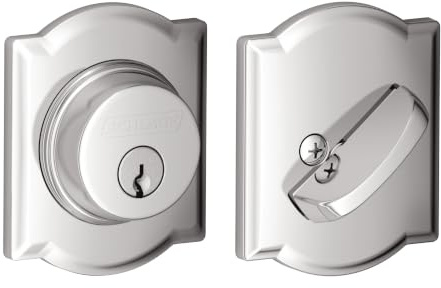 Schlage Camelot Single Cylinder Front Door Deadbolt, Bright Chrome