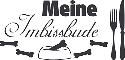 GRAZDesign Wandtattoo Futterplatz Hund Meine Imbissbude Wandaufkleber, Aufkleber Klebefolie, selbstklebend - 83x40cm / 073 dunkelgrau