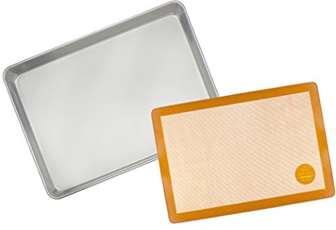 Mrs. Anderson's Baking Backmatte und Backblech-Set, antihaftbeschichtet, Silikon, halbe Größe, 33 x 45,7 cm