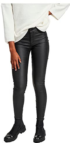 Vila Clothes Damen Slim Hose VICOMMIT RW New Coated - NOOS 14036194, Gr. 38 (Herstellergröße:M), Schwarz (Black)