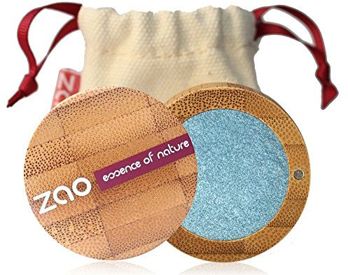 ZAO Pearly Eyeshadow 116 pfauenblau hellblau Lidschatten schimmernd in nachfüllbarer Bambus-Dose