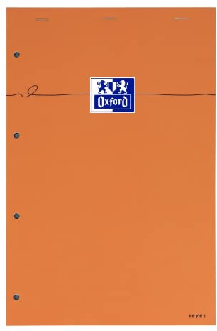 Oxford Collegeblock, kariert, große französische Lineatur, 160 Seiten, A4, Orange, 5 Stück