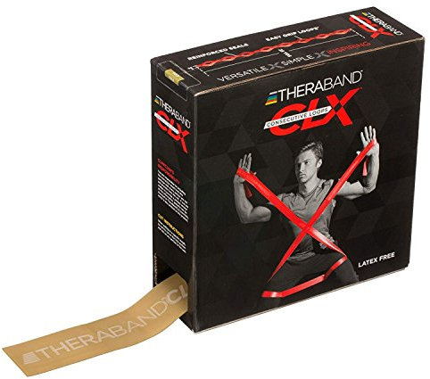 TheraBand CLX Latex-Free Resistance Band, 110 Loops for Pilates, Home Gym, Professional Physical Therapy & Fitness Equipment, 22 Metre, Gold, Maximum