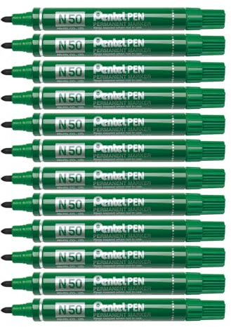 Pentel N50 Permanentmarker Rundspitze 1,5-2 mm Strichbreite 12 Stück grün