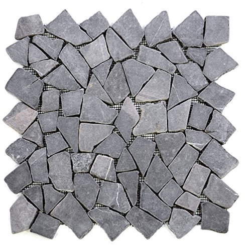 DIVERO 9 Fliesenmatten Naturstein Mosaik aus Marmor für Wand und Boden grau á 35 x 35 cm