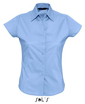 Sols - Damen Stretch-Kurzarmbluse 'Excess' XXL,Bright Sky