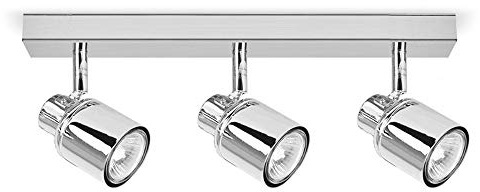 MiniSun | Modern 3 Way Polished Chrome Adjustable Ceiling Spotlight | Ceiling Spots, Home Décor & Improvement Essential | Includes 3 x 5W Warm White GU10 LED Bulbs | Mains Wired