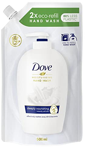 Dove Pflegende Hand-Waschlotion Reichhaltige Pflege Flüssigseife im Nachfüllbeutel mit 5-Feuchtigkeits-Komplex für weiche und gepflegte Hände 500 ml