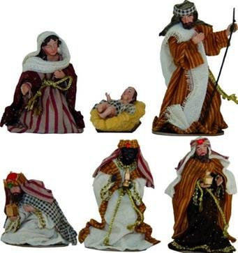 Krippenfiguren orientalisch, 6tlg. Höhe 13cm, handbemalen
