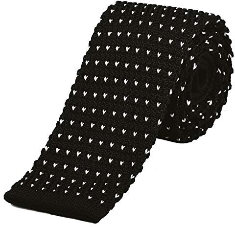DonDon schmale Strickkrawatte schwarz-weiß 5 cm