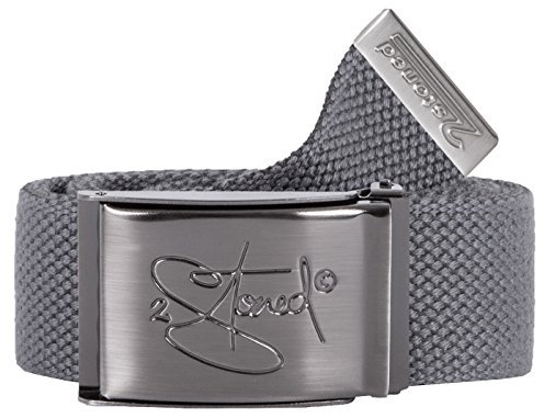 2Stoned Gürtel Koppelgürtel mit Flaschenöffner 4cm Matte Schnalle Classic in Anthrazit für Damen und Herren
