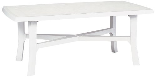 PROGARDEN Ipae S.P.A. Senna Table rectangulaire en résine - 180 x 100, pour ameublement Jardin - Blanc