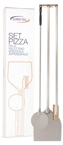 Pizza-Set 4-teilig Schaufel Wender Besen Wandhalterung