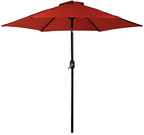 Sunnydaze Outdoor Patio Umbrella with Tilt & Crank, Burnt Orange, 7.5ft