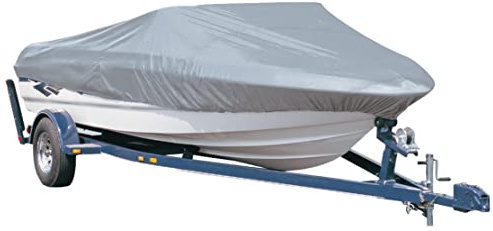 EXCOLO Bootabdeckplane XS 4,90m x 1,80m Grau – Wasserabweisende, Winterfeste Persenning, Kälte- & Hitzebeständig, Universelle Passform, Reißfest, Schutzplane für Motor- und Angelboote