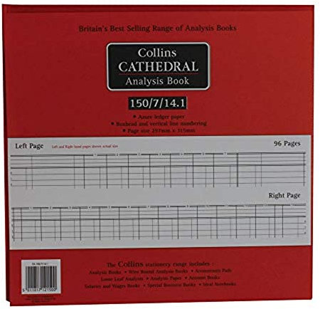 Collins Debden Ltd 061462 150 Series Cathedral Analysis Book 7 Debit and 14 Credit 297 x 315 mm 96 Pages