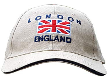 Baseball Caps - Union Jack Stickerei mit London England - Creme, London Souvenir