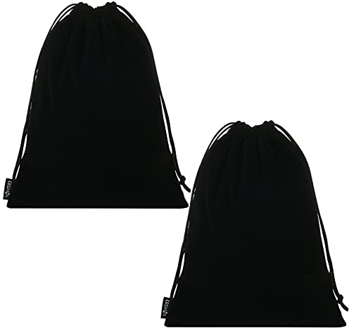 Cosmos 2 Pcs Portable Headphone Carrying Bag Travel Headset Storage Pouch Soft Drawstring Headphone Case Bag for Over-Ear Headphones Gaming Headset Neckband Earphones (Black Color)