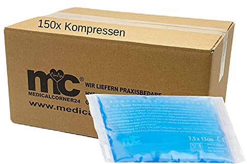 Medicalcorner24 Kalt Warm Kompressen, Gel, für Zahnarztbedarf, 8 x 13 cm, 150 Stück
