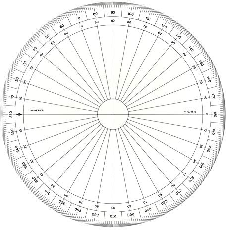 MINERVA Vollkreis Winkelmesser, Grad 360°, 15 cm, transparent