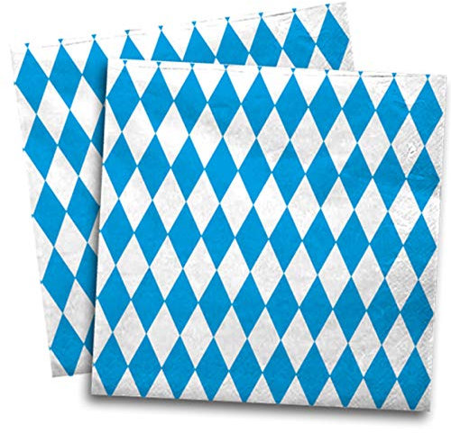 DH-Konzept 20 Servietten Bayern/Oktoberfest - 3-lagig Papierservietten Party Geburtstag Bavaria Blau Weiss Napkins