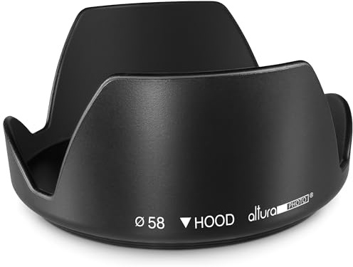 Altura Photo 58mm Camera Lens Hood Accessories for Canon Rebel T7 T8i T7i T6i T6s T6 SL2 SL3 EOS 77D 80D 90D with EF-S 18-55mm f/3.5-5.6 is, Select Nikon Lenses, Tulip Design Photography Accessories