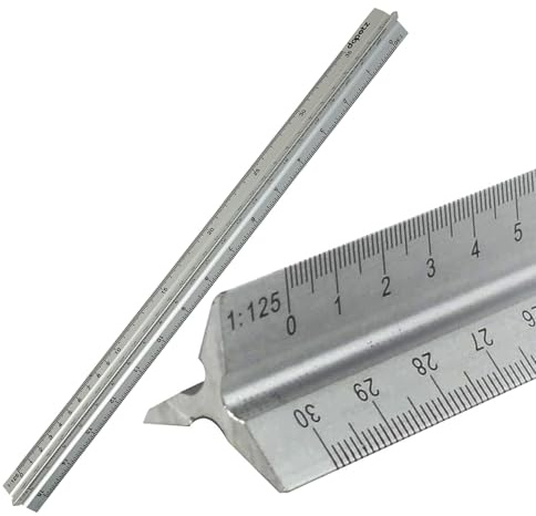 Dapetz ® Triangular Aluminium Tri Scale 300mm Metal Ruler Architects Engineers Rule 12 Cast Aluminium Scale Rule With Triangular Body For Safer Cutting