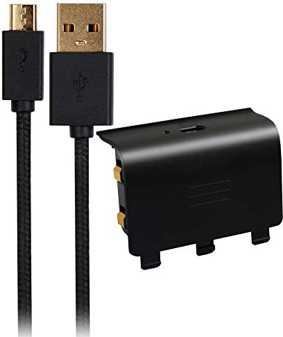 Xbox One - Play and Charge Kit 1.200 mAh und 4 Meter USB-Ladekabel