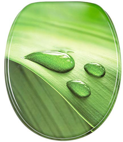Sanilo Toilet Seat, Stable Hinges, Easy to Mount, Wooden Toilet Seat Green Leaf