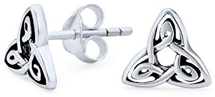 Antike Kleine Keltische Irische Unendlichkeit Liebesknoten Dreifaltigkeitssymbol Ohrstecker Für Männer Frauen Oxidiertes .925 Sterlingsilber (7MM)