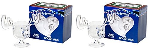 A&R Collectibles Weihnachtliche Eierlikör-Tassen, Elch, in Geschenkbox, 2 Stück, Acryl, sicherer als Glas, 237 ml