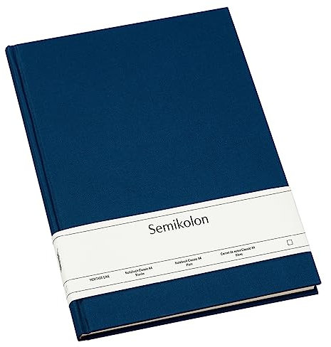 Semikolon 351232 Notizbuch Classic A4 blanko - 176 Seiten, cremeweißes Papier - Lesezeichen - marine blau