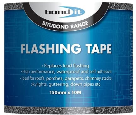 Bond-It Flashing Tape 150mm x 10Metres - Peel & Seal self-Adhesive Flashing Tape That's Weatherproof, Tough, Flexible & Easy to use. Great for roof Repairs! Choice of Widths & Lengths., Black, BDF004
