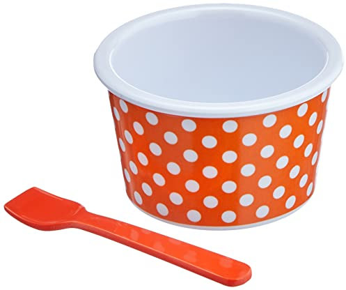 ZAK Dotty Eisbecher Ø 8 cm mit Eislöffel, orange/weiß